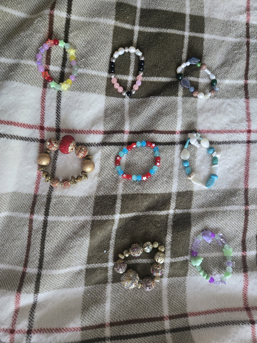 Multicolor Beaded Stretch Bracelet Set - Homemade